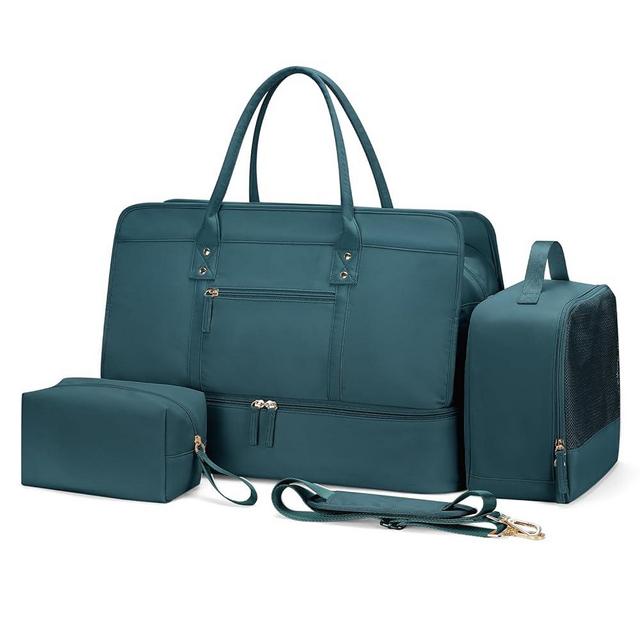 Weekender Bags for Women,Travel Duffel Bag Personal Item Bag with Shoes Compartment,Overnight Carry On Bag with Wet Pocket, Travel Bag 3Pcs Set