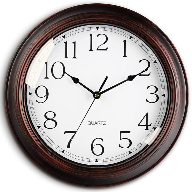 KECYET Wall Clock 10 Inch Battery Operated Silent Non-Ticking Wall Clock Vintage Retro Rustic Style Decorative for Bedroom Living Room Kitchen Home Office (Bronze)
