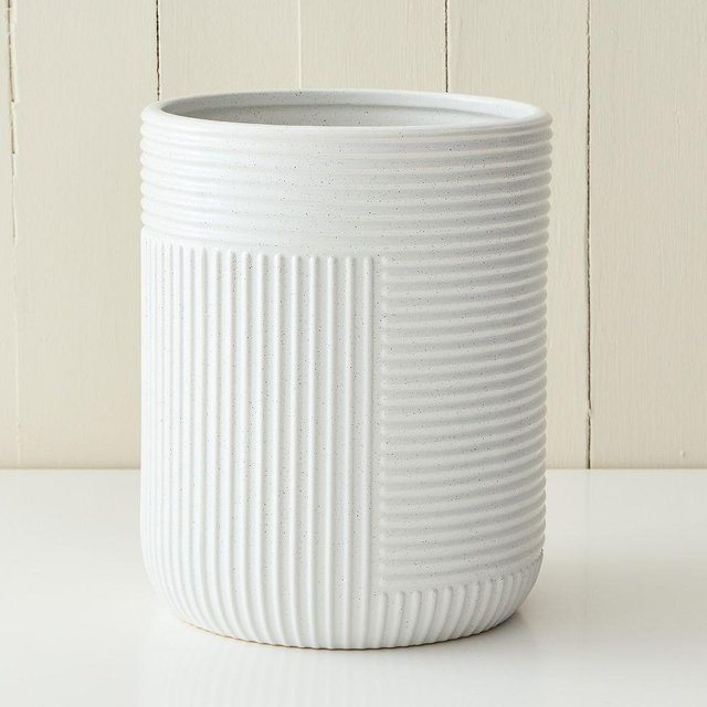 Speckled Stoneware Waste Bin, White