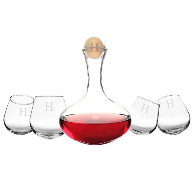 Cathy's Concepts Personalized 5pc Wine Decanter Tipsy Tasters Set, Letter H