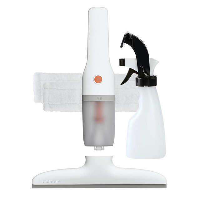 Sharper Image® 2-in-1 Window Vacuum Cleaner Kit – Cordless Squeegee, Spray Bottle, 11" Blade, 2 Washable Microfiber Pads| Cleaning Supplies Tool Set| Glass, Mirrors, Shower, Windows, Car Windshield