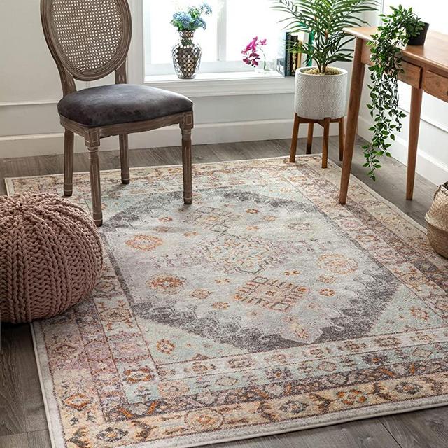 Well Woven Rodeo Virden Grey Bohemian Eclectic Tribal Aztec 7'10" x 9'10" Distressed Area Rug