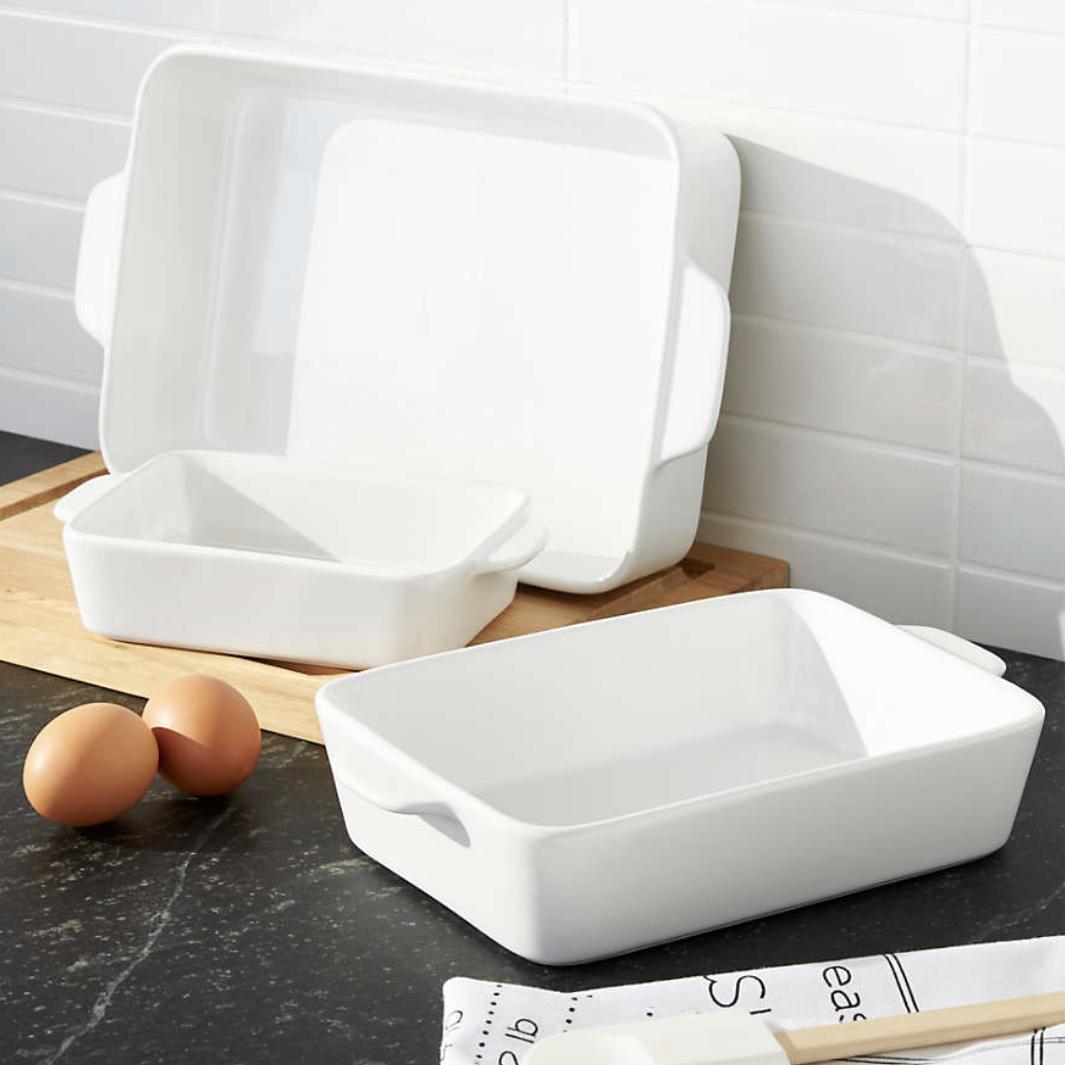 White Potluck Baking Dishes Set of Three