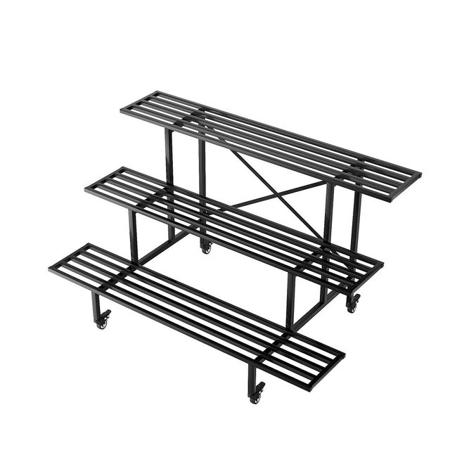 Zhongma 3 Tier Sturdy Metal Plant Stand with Wheels, L45.67 x W26 x H26 inch, Heavy Duty Plant Holder for Home Indoor and Outdoor, 660 LBS Capacity & Heavy Duty Construction