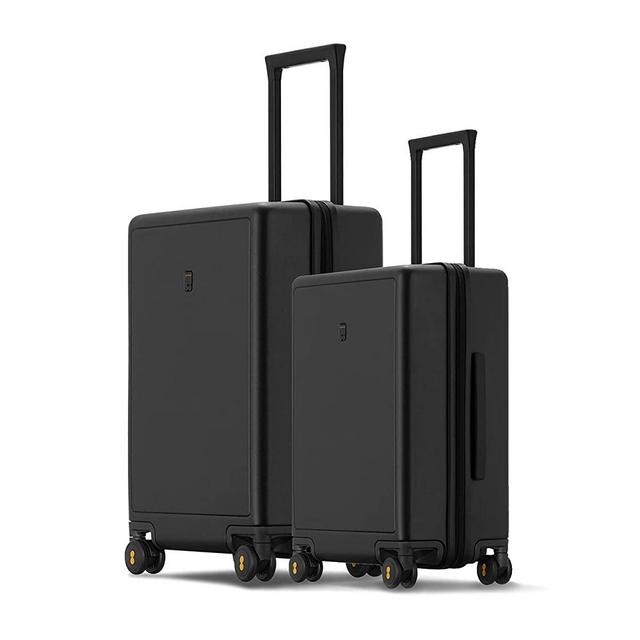 LEVEL8 Elegance PC Matte Hardshell Luggage Set, 20" Carry-On and 24" Checked Medium Luggage - Black