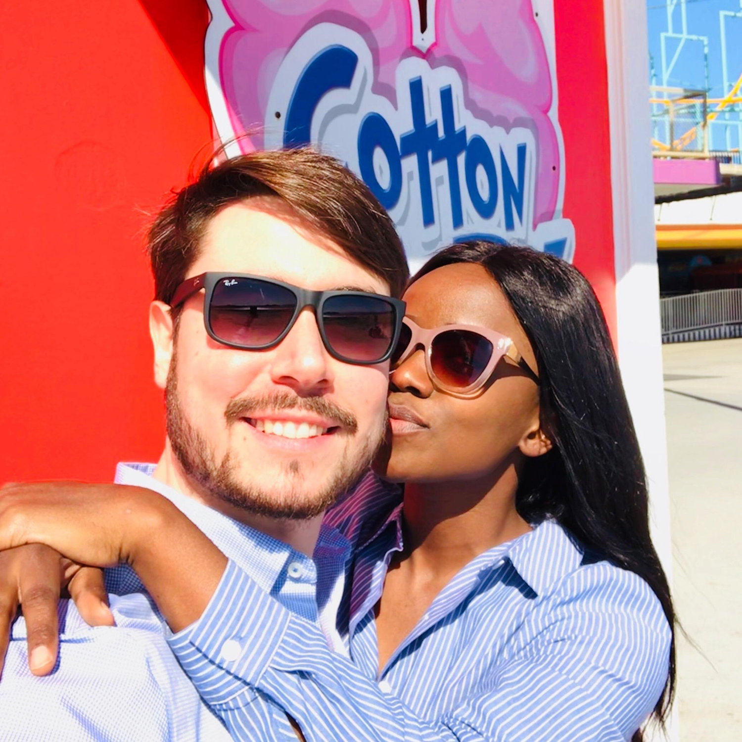 Shortly after we met, Alberto visited California and took our first vacation driving along the scenic State Route 1. We spent time in Santa Cruz and captured this moment at the boardwalk.