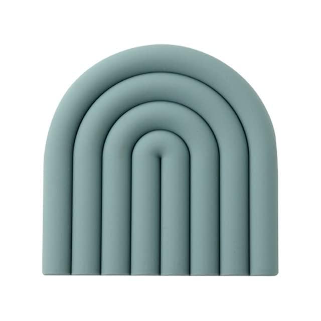 monomono Silicone Coasters for Hot Dishes - Elegant and Colorful Pot Holders, Heat Resistant Mats for Countertop, Hot Pads, Modern Multi-Purpose Trivets Mat, Spoon Rest (Muted Light Blue, Set of 2)