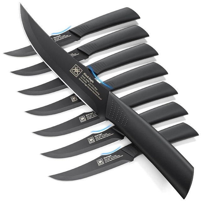 CuoCreate Steak Knives Set of 8, 4.7 Inch Dishwasher Safe Non Serrated Dinner Knives, Razor Sharp for Precise Cutting, Non-Stick Blade & Non Rust, Easy to Maintain Ideal for Home Restaurant Party