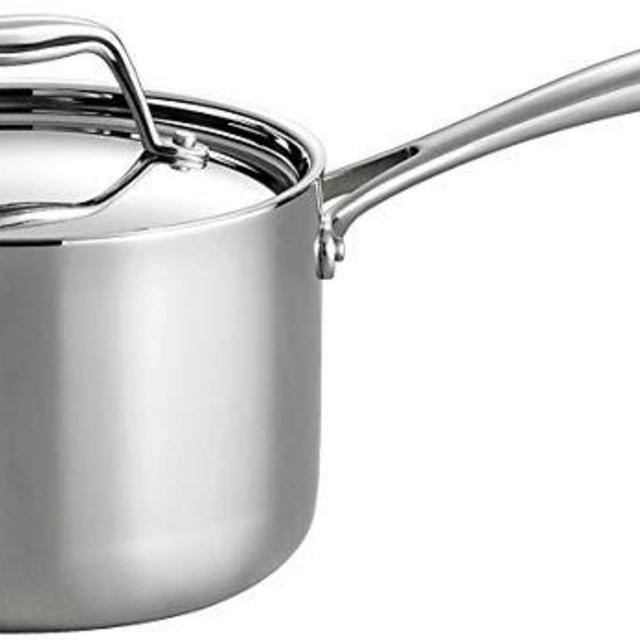 Tramontina 80116/022DS Gourmet Stainless Steel Induction-Ready Tri-Ply Clad Covered Sauce Pan, 2-Quart, NSF-Certified, Made in Brazil