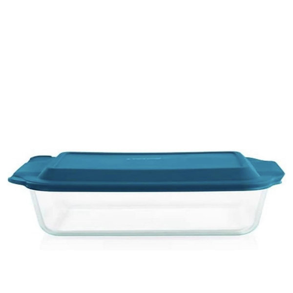 Pyrex Deep 9x13-Inch Glass Baking Dish with Lid, Deep Casserole Dish, Glass Food Container, Oven, Freezer and Microwave Safe, Clear Container