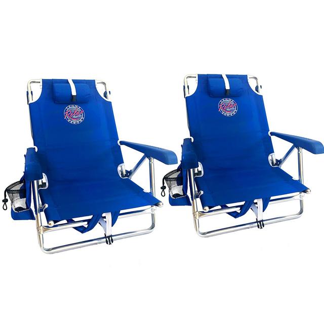 Tommy Bahama Set of 2 Backpack Beach Chairs with Cooler, Storage Pouch and Towel Bar
