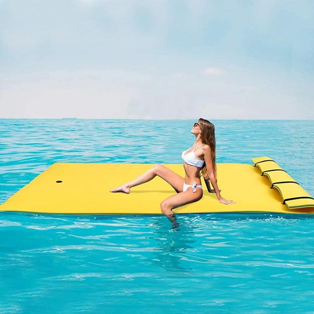 Outroad Water Floating Mat Water Floating Foam Pad for Lakes Lily Pad Beach Floatation Pad for Pools &Beach, Multiple Size, Blue/Yellow