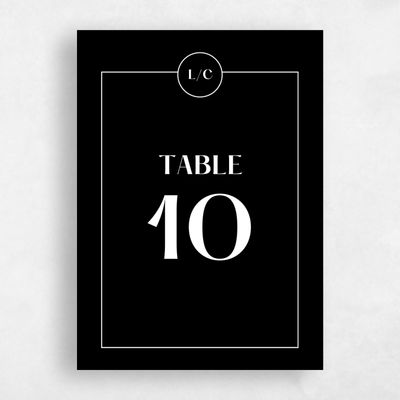 Black Wedding Table Number - Brevard