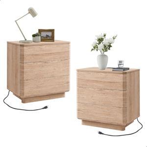 Modern Nightstand Set of 2 (white oak)