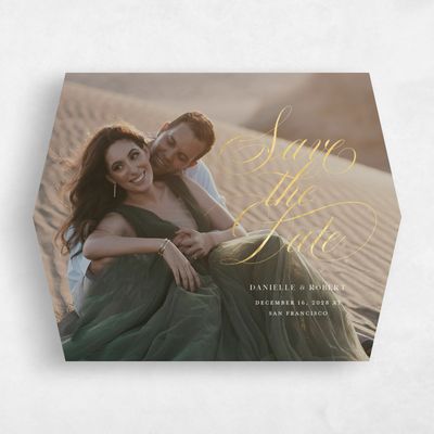 Beige Typography Wedding Save the Date - Clifton Photo Foil