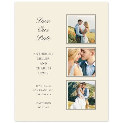 Ivory, Beige Wedding Digital Save the Date - Abbey Strip