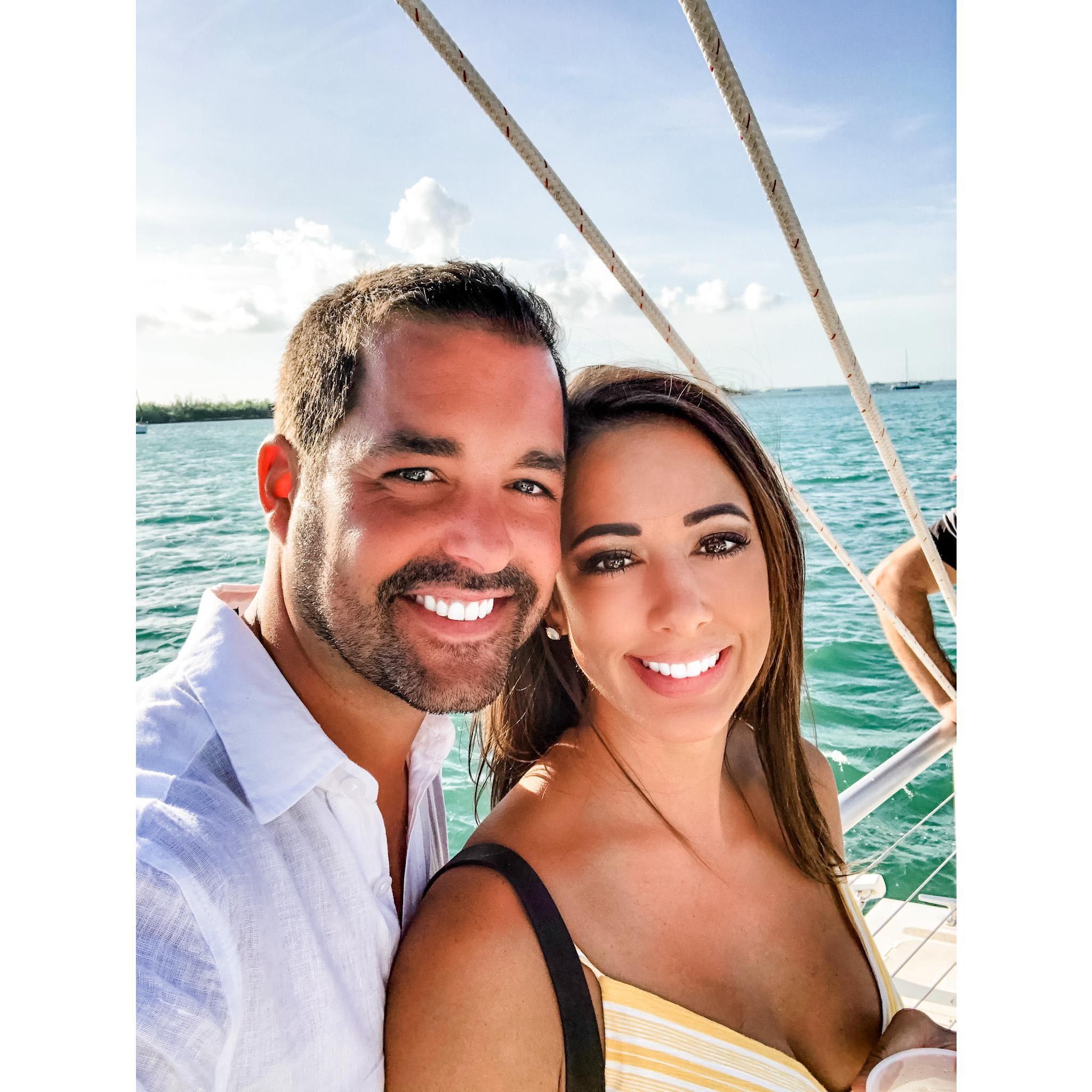 Our first flight together...Key West! Catamaran sunset cruise :)