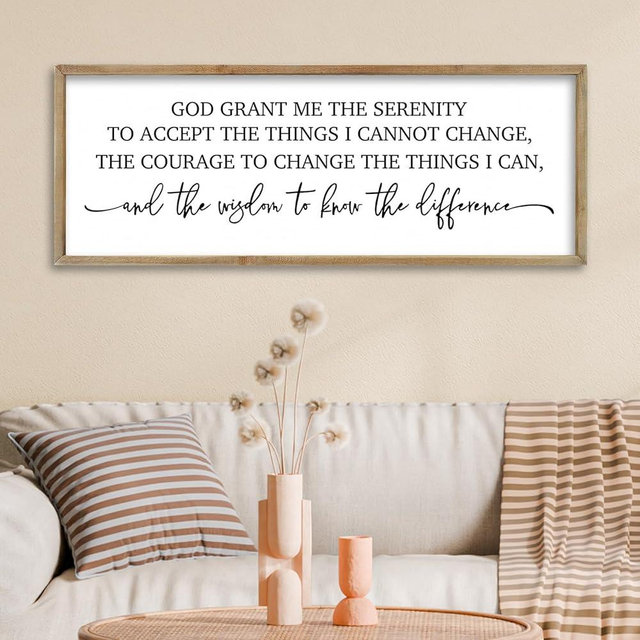 FZMHASLWW Serenity Prayer Wall Decor 32"×12" God Grant Me Bible Verse Sign Inspirational Christian Quote Religious Spiritual Plaque for Jesus Living Room Office Catholic Rustic Wall Hanging Art (Wood)