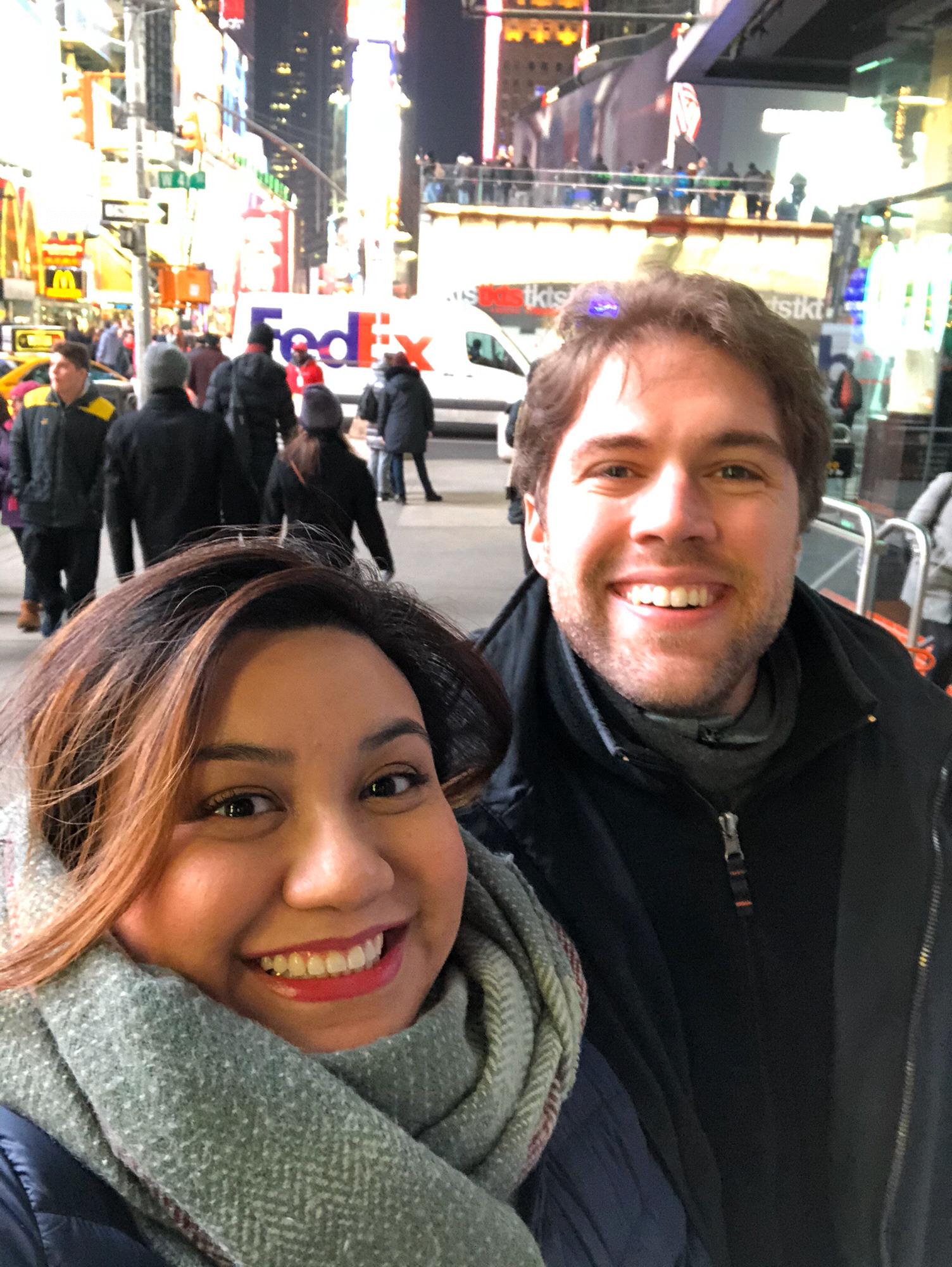 Krhystyne and Ryan took in the SpongeBob musical on Broadway in January 2018 before Krhystyne moved to California.