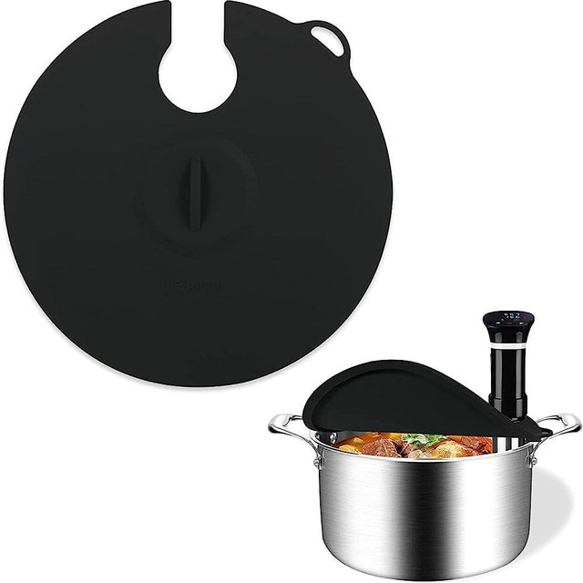 Hescred Sous Vide Precision Cooker Silicone Lids, Fits Up to 10.8 pot, Compatible with Anova Culinary Sous Vide Precision Cookers, Prevent Water Evaporation and Retain Flavor (Black)