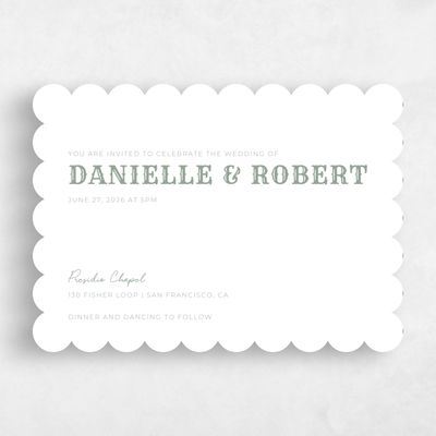 Green Scalloped Wedding Invitation - Tolleson Landscape