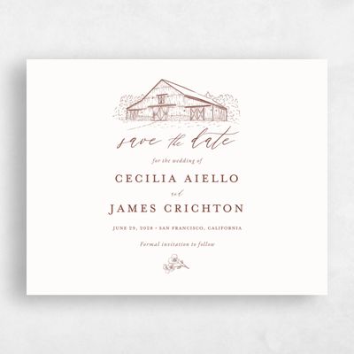 Currant Red Wedding Save the Date - Millbrook Landscape