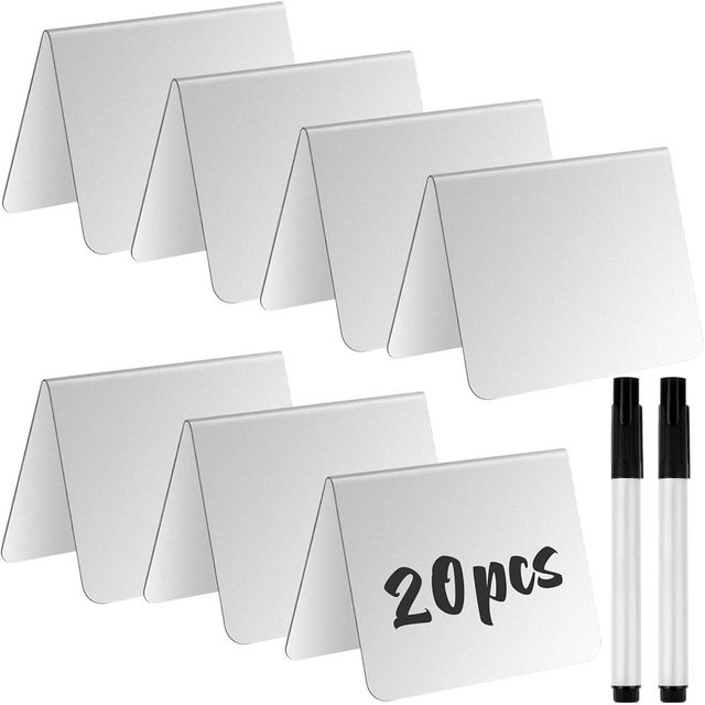 Uoeo 20 Pack Acrylic Mini Chalkboard Sign with Marker Pen Small Chalkboard Sign Tabletop Blackboard for Weddings, Parties, Message, Buffet, Bakery and Retail, 3.9 x 2.9
