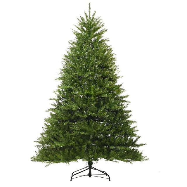 Aovotreena 7.5FT Unlit Christmas Tree Green, Dunhill Fir Artificial Tree with 2514 PVC Branch Tips, Realistic Full Shape, Foldable Metal Stand for Indoor Home, Office & Holiday Decoration