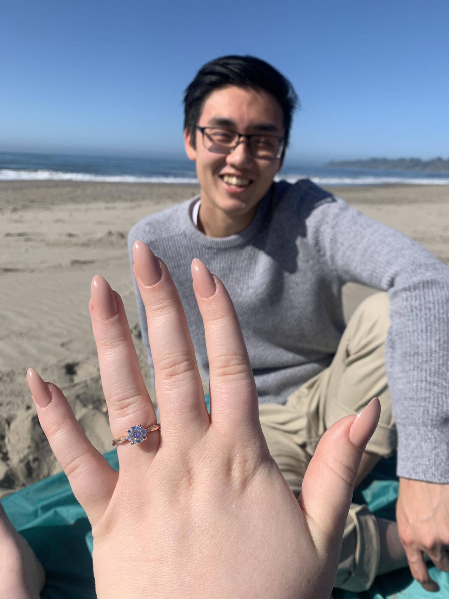 David proposed after a day at Mattie's favorite spot--Stinson Beach!
