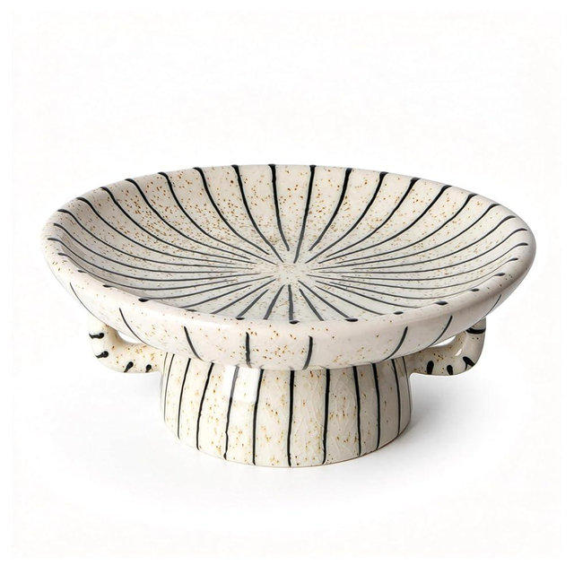 DOWAN 10.5'' Large Decorative Bowls, Handcrafted Ceramic Bowls for Home Decor, Centerpieces for Tables, Chic Key Holder for Entry Table, Unique Hand-painted Modern Art Deco Bowl