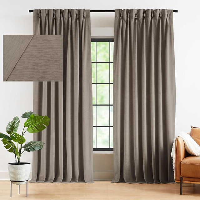 Kayne Studio Back Tab Velvet Pinch Pleated Curtains 90 Inch Long,Room Darkening Thermal Insulated Noise Reducing Window Treatments Drapes for Living Room, Mocha Tan,22 Hooks,2 Panels,38" x 90"