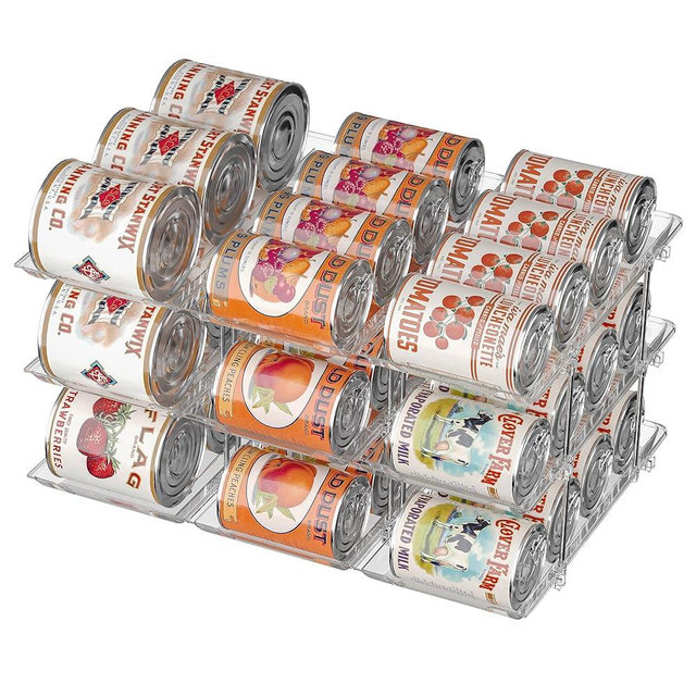 TrendyBin Can Organizer for Pantry Soda Can Organizer Automatic Rolling Food Pantry Storage Rack Can Dispenser for Fridge Holds 36 Cans, Fits 5.8-Inch Soda and Can, Set of 9