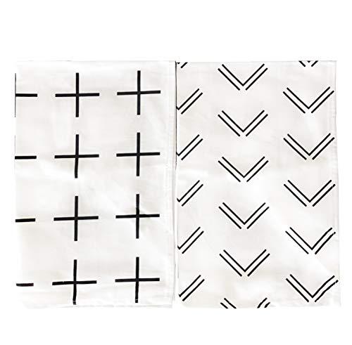 Black and White Scandinavian Tea Towel Set of 2 100% Cotton Hand Towel Modern Design
