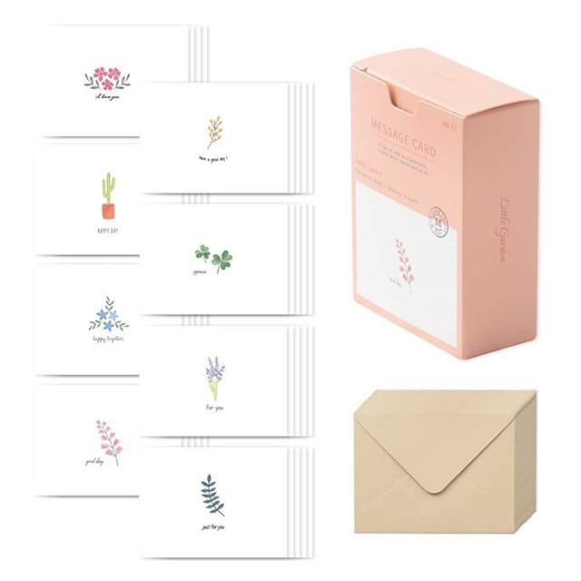 Monolike Message Little Garden Card - Mix 40 Mini Single cards, 20 envelopes Package