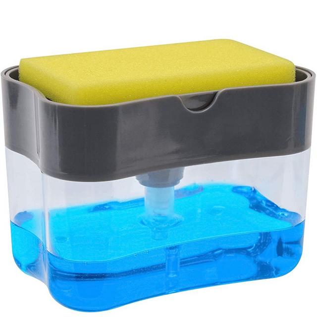 S&T INC. 531001 Soap Dispenser and Sponge Caddy, 13 ounces, Grey