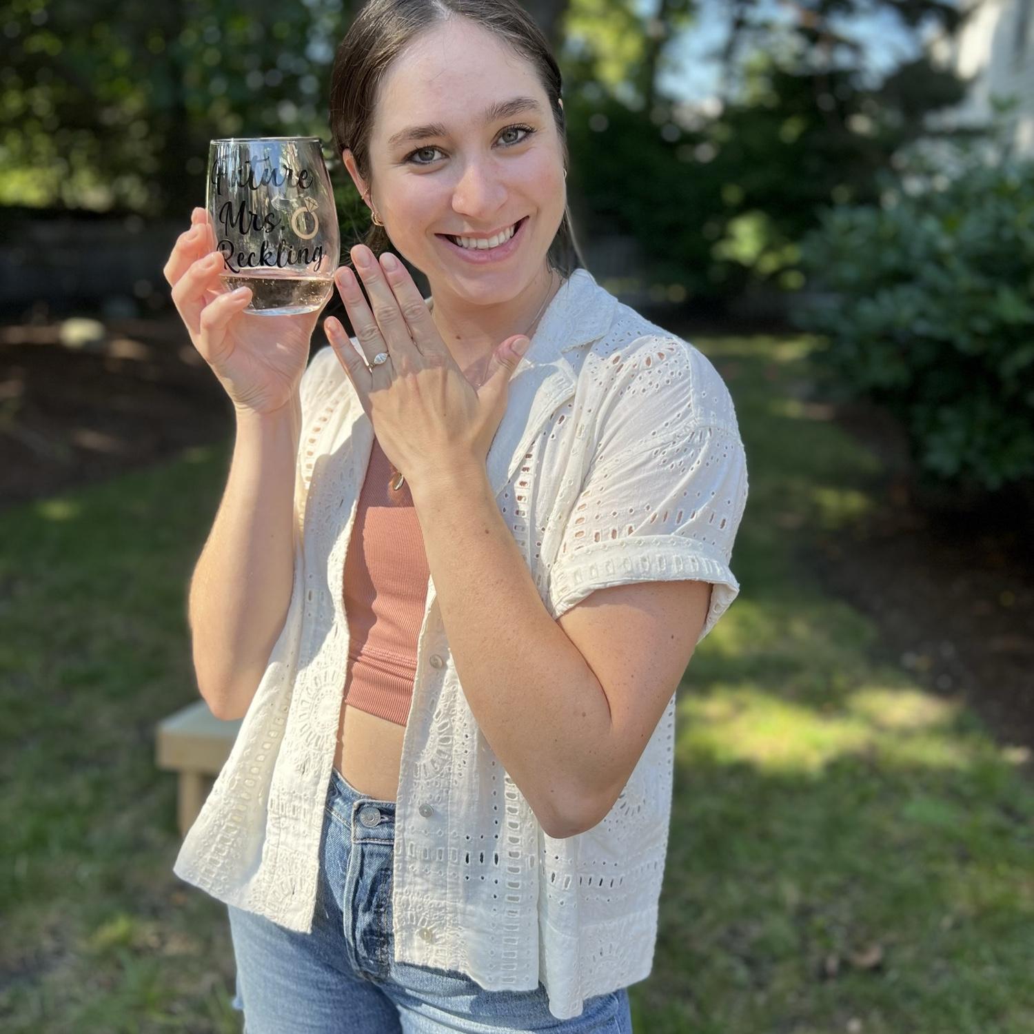 The cup says "Future Mrs. Reckling"