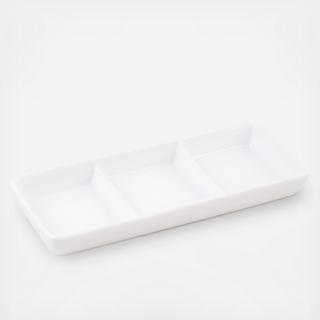 3-Section White Divided Platter