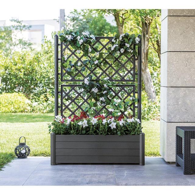 Encanto Plastic Planter Box with Trellis