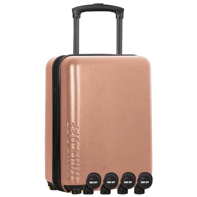 Take OFF Luggage 3.0 - Personal Item, 18x14x8 Inches, Underseat Suitcase with Removable Wheels, Hard Shell Luggage, Small Carry On Overnight Weekender, Airport & Travel Essentials, TSA Approved, Rose