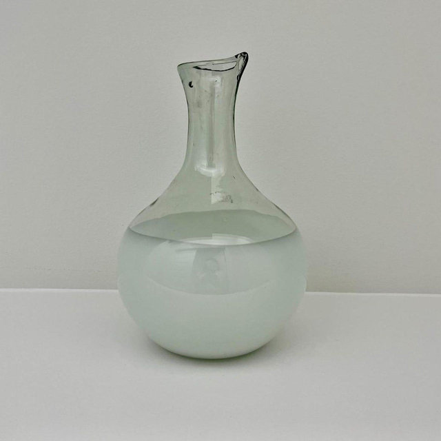 Recycled Glassware | White + Clear Carafe