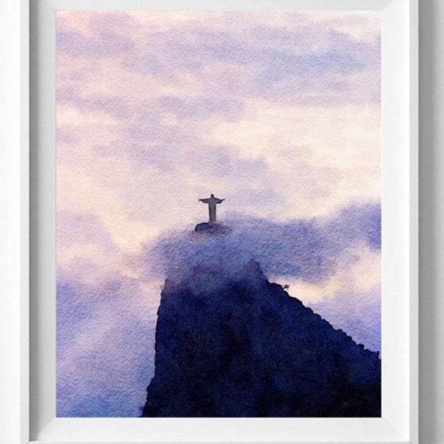 Rio De Janeiro print, Brazil Print,Watercolor Painting, Wall Art,Home decor, Available in Pic no 39