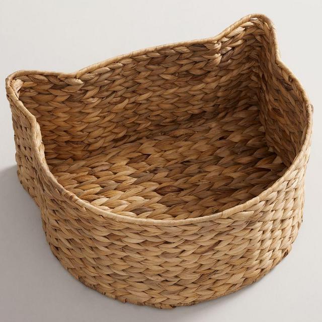 Handwoven Seagrass Cat Storage Basket, Natural, Large