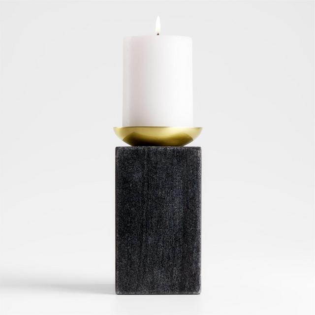 Sain Tall Black Marble Pillar Candle Holder