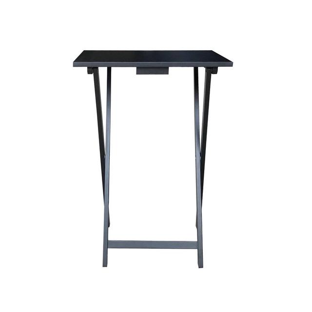 Set of 4 Gather TV Trays with Storage Stand Black - Decor Therapy