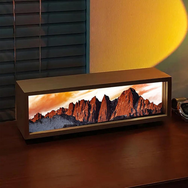 Homsewit Mount Whitney in Sunlight Led Light Box 3 Layers of Acrylic Light Box Handmade Table Lamp for Room Decor Travel Gift (Mount Whitney in Sunlight)