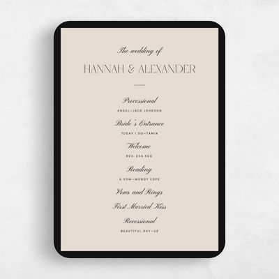 Beige Rounded Wedding Program - Jet