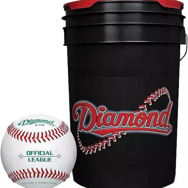 Diamond 6-Gallon Ball Bucket with 30 DOB Baseballs, Black