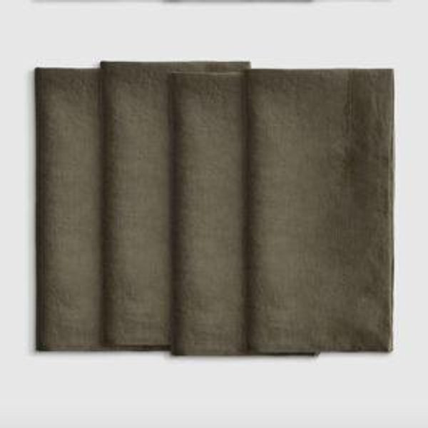 European Linen Wide-Hem Napkins (Set of 8) - Dusty Olive