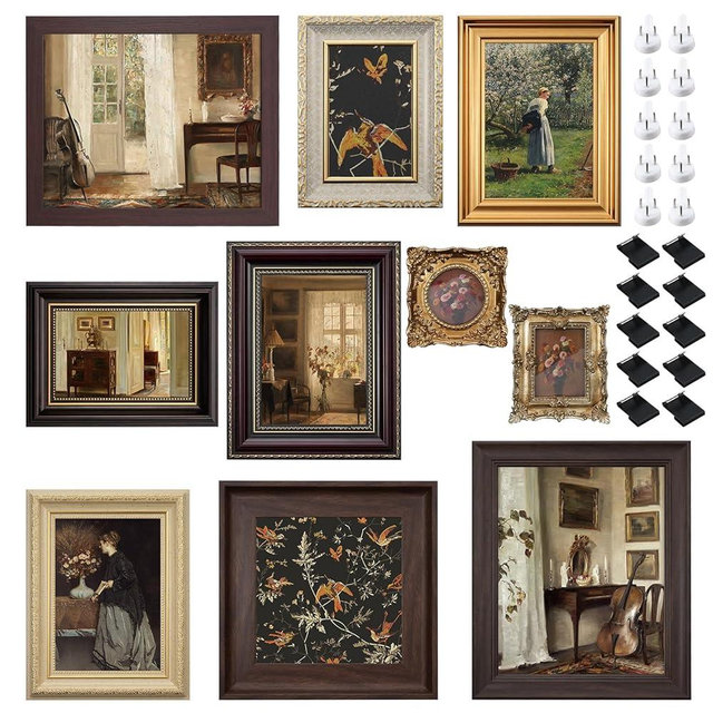 10 Pack Vintage Picture Frames for Wall or Tabletop Display Ornate Vintage Picture Frames Vintage Wall Art for Gallery Bedroom Living Room Antique Photo Frame for Wall Décor