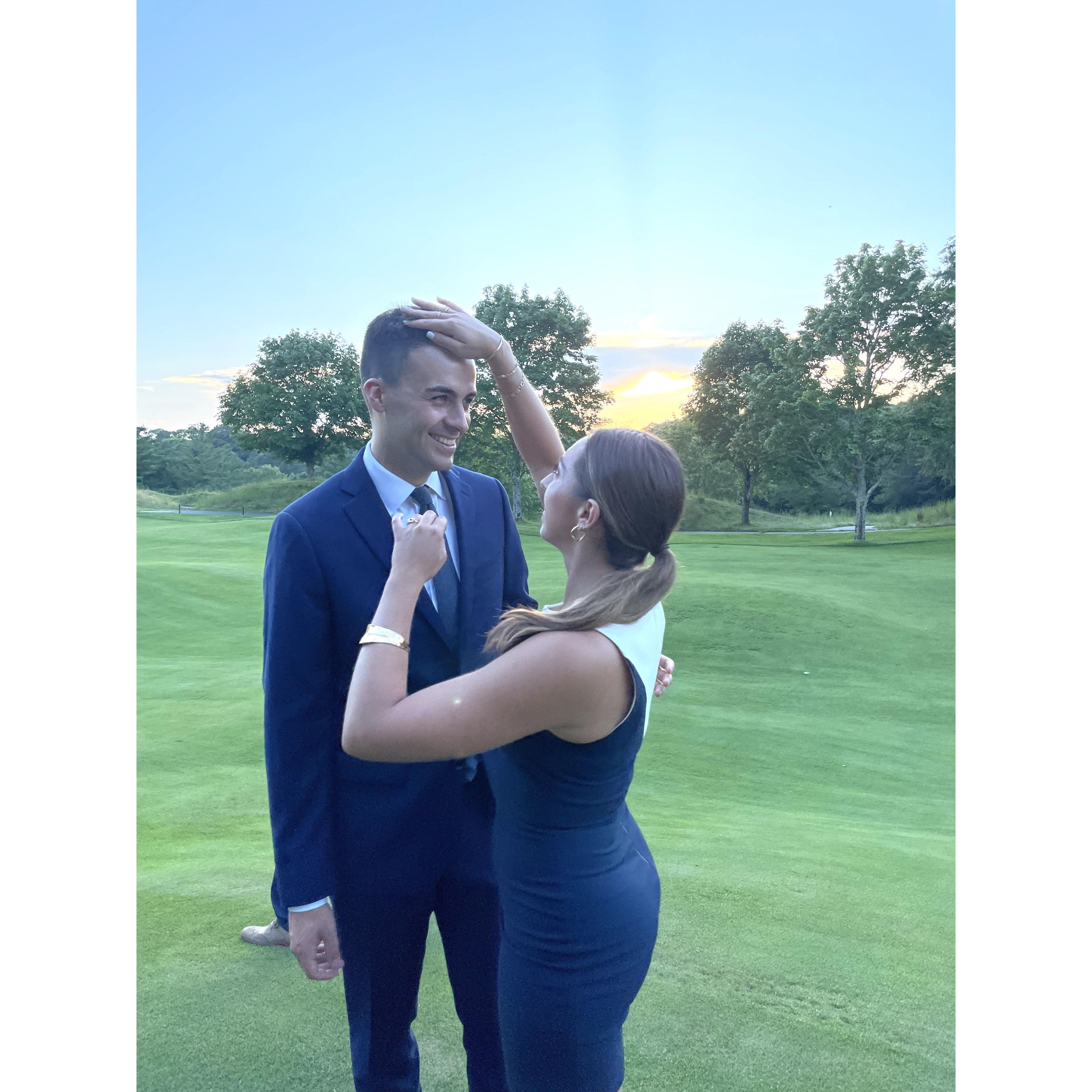 Fixing Ben's hair at Ben's cousin Jared and Cece's wedding